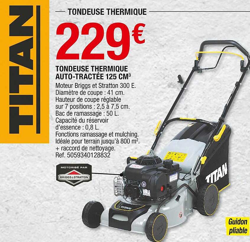 tondeuse thermique auto-tractée 125 cm³ titan