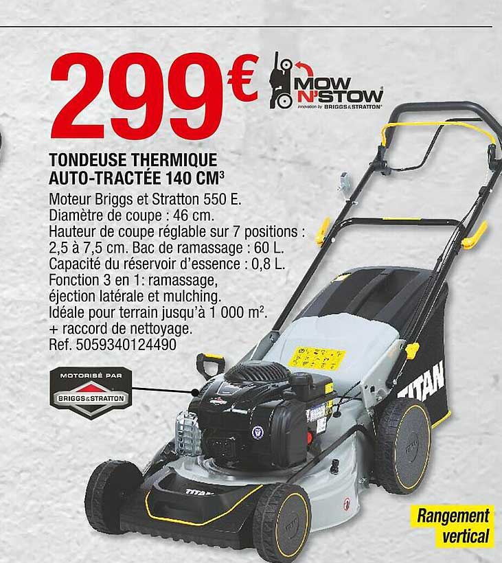 tondeuse thermique auto-tractée 140 cm³ titan