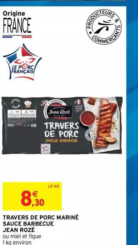 travers de porc mariné sauce barbecue jean rozé