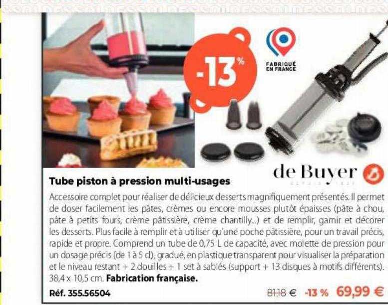 tube piston à pression multi-usages