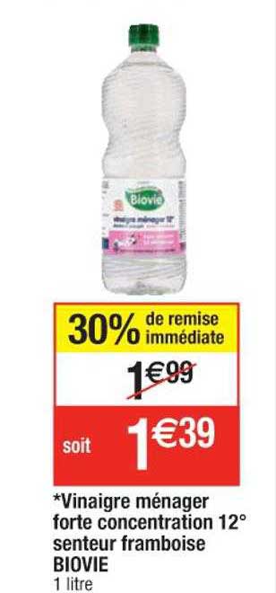 vinaigre ménager forte concentration 12° senteur framboise biovie