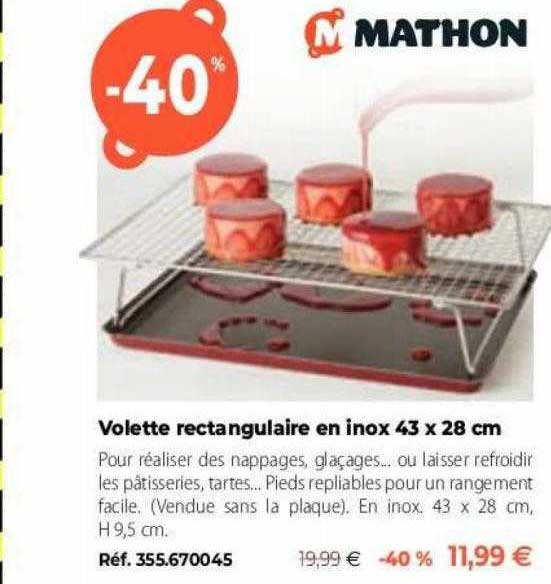 volette rectangulaire en inox 43 x 28 cm mathon