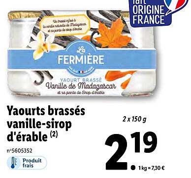 yaourts brassés vanille-sirop d'érable la fermière