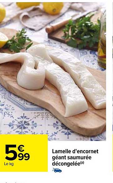 lamelle d'encornet géant saumurée décongelée