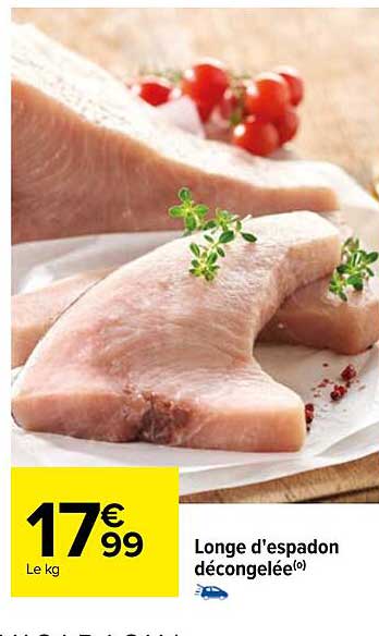 longe d'espadon décongelée