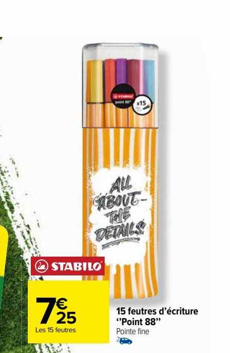 15 feutres d'écriture "point 88" stabilo