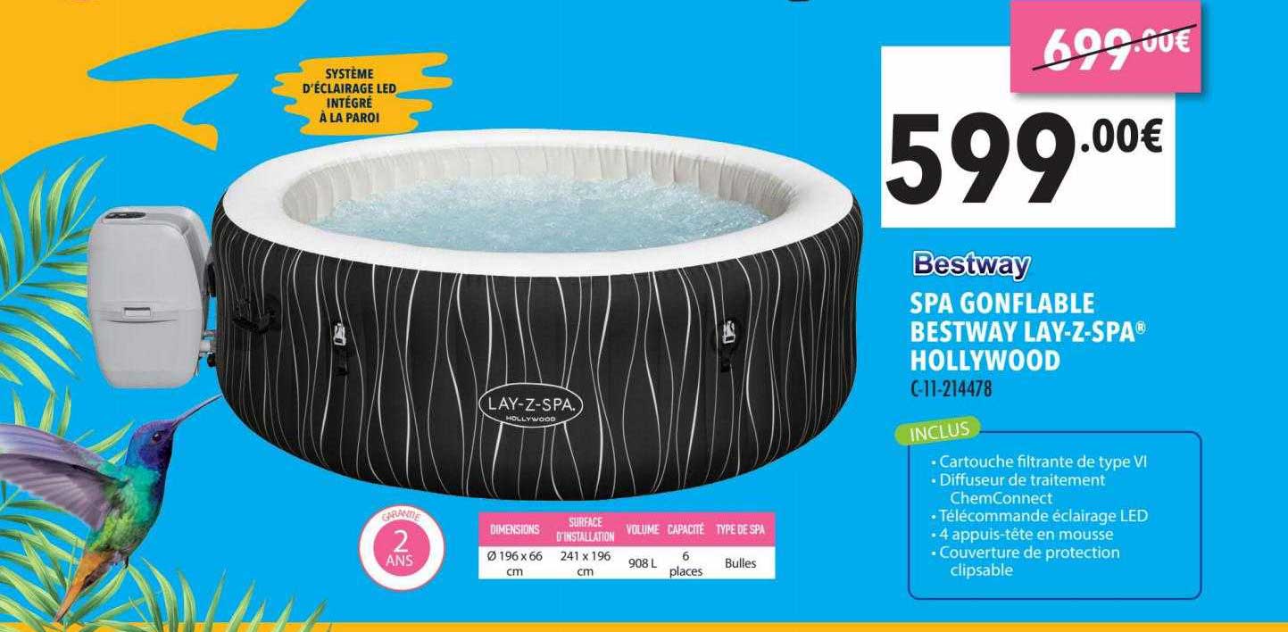 bestway spa gonflable lay-z-spa hollywood