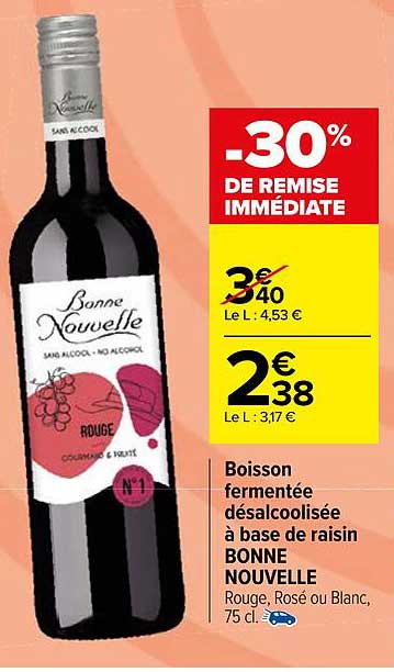 boisson fermentée désalcoolisée à base de raisin bonne nouvelle