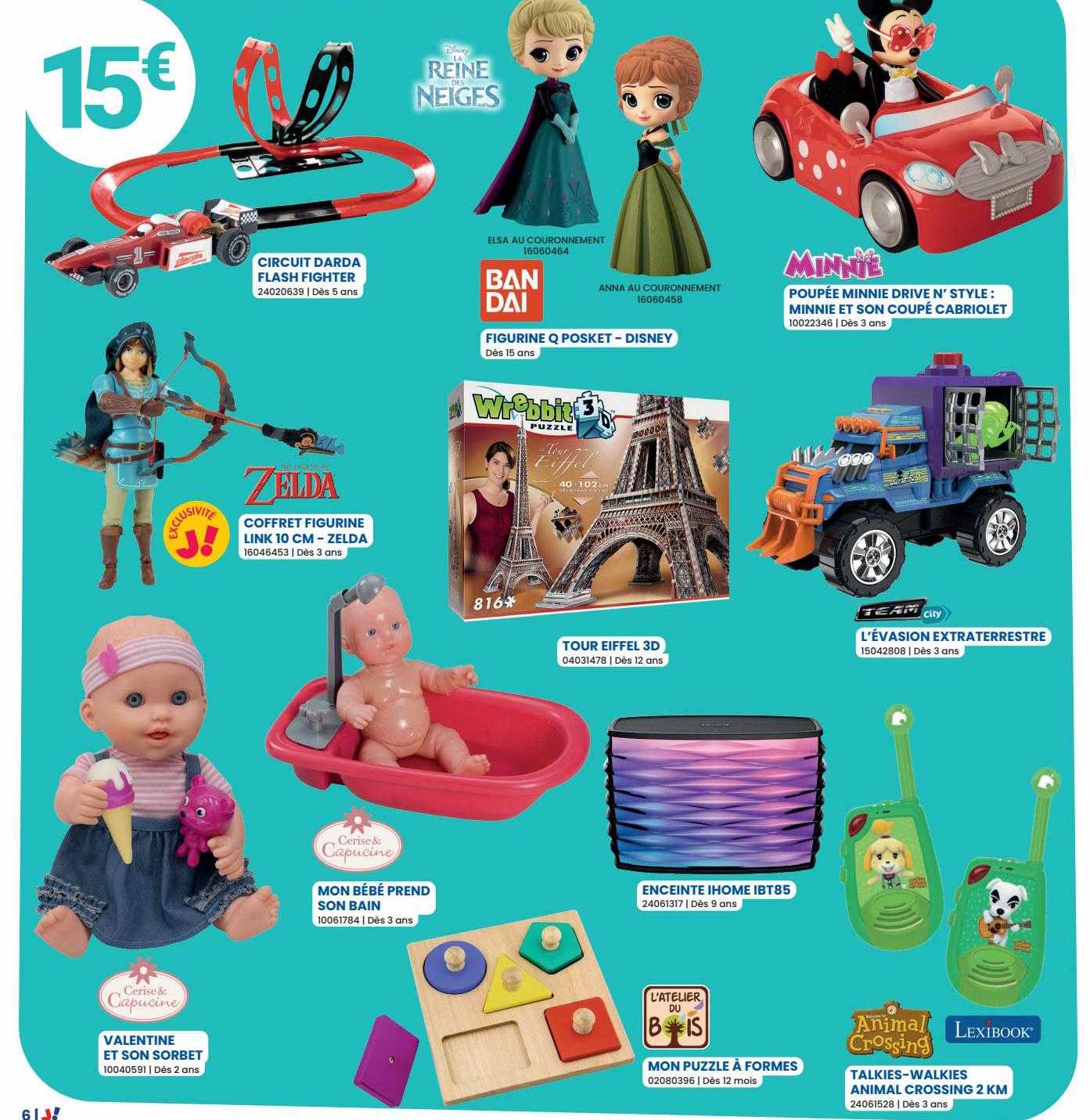 circit darda flash fighter, coffret figurine link 10 cm - zelda - figurine q pocket - disney ban dai - poupée minnie drive n'style : minnie et son coupé cabriolet, tour eiffel 3d