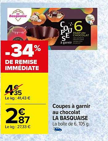 coupes à garnir au chocolat la basquaise