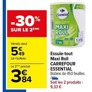 essuie-tout maxi roll carrefour essential