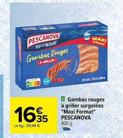gambas rouges à griller surgelées "maxi format" pescanova
