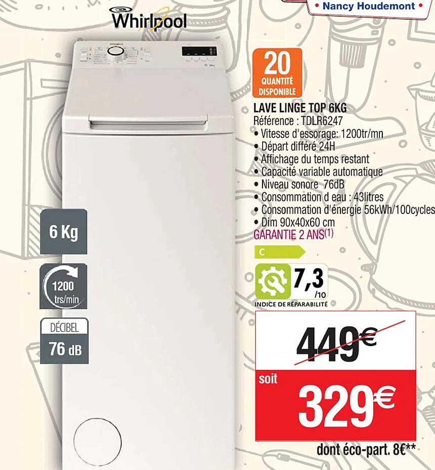 Lave Linge Top 6 Kg Wirlpool