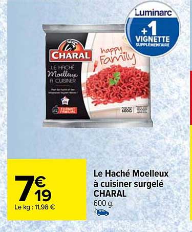 le haché moelleux à cuisiner surgelé charal