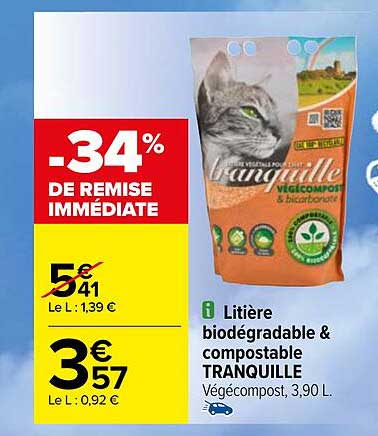 litière biodégradable & compostable tranquille