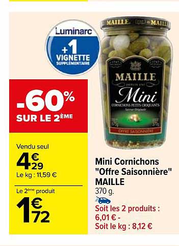 Mini Cornichons "offre Saisonnière" Maille