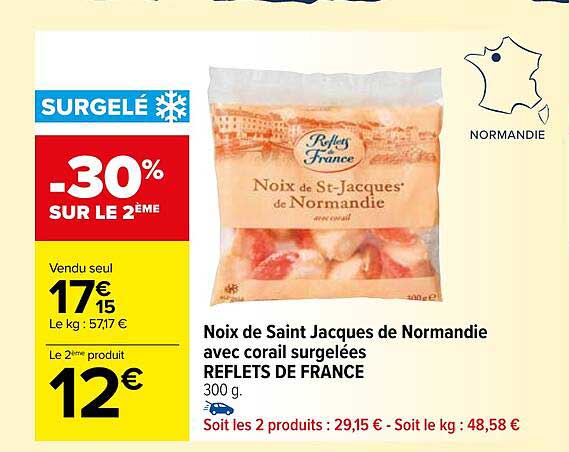 noix de saint jacques de normandie avec corail surgelées reflets de france