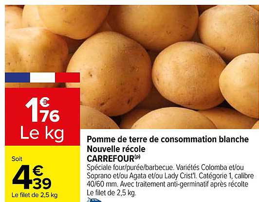 pomme de terre de consommation blanche nouvelle récolte carrefour