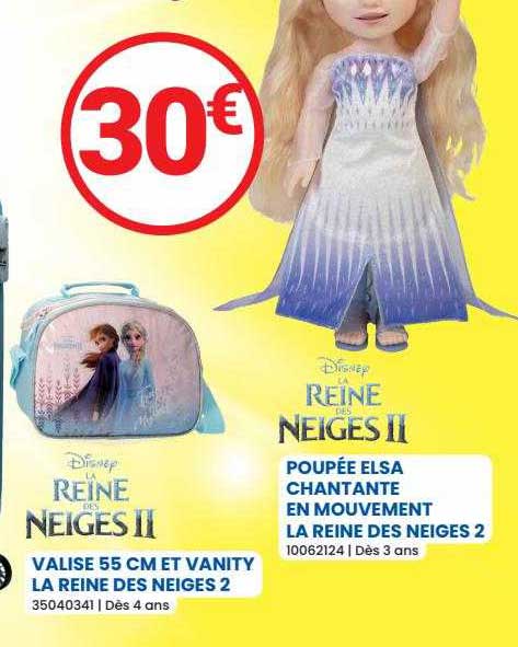 poupée elsa chantante en mouvement la reine des neiges 2, valise 55 cm et vanity la reine des neiges 2