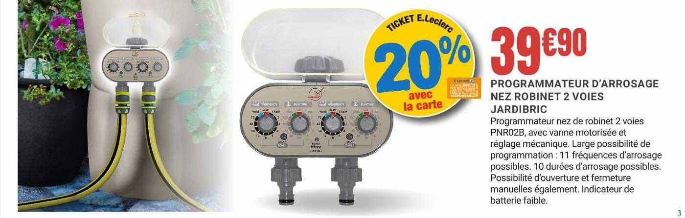 programmateur d'arrosage nez robinet 2 voies jardibric