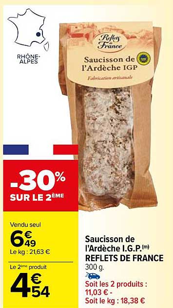 saucisson de l'ardèche i.g.p. reflets de france