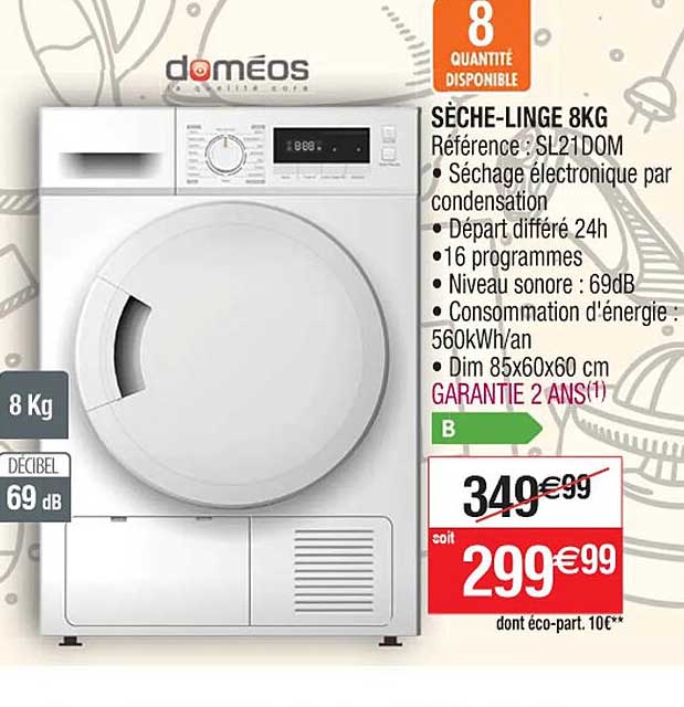 sèche-linge 8 kg doméos