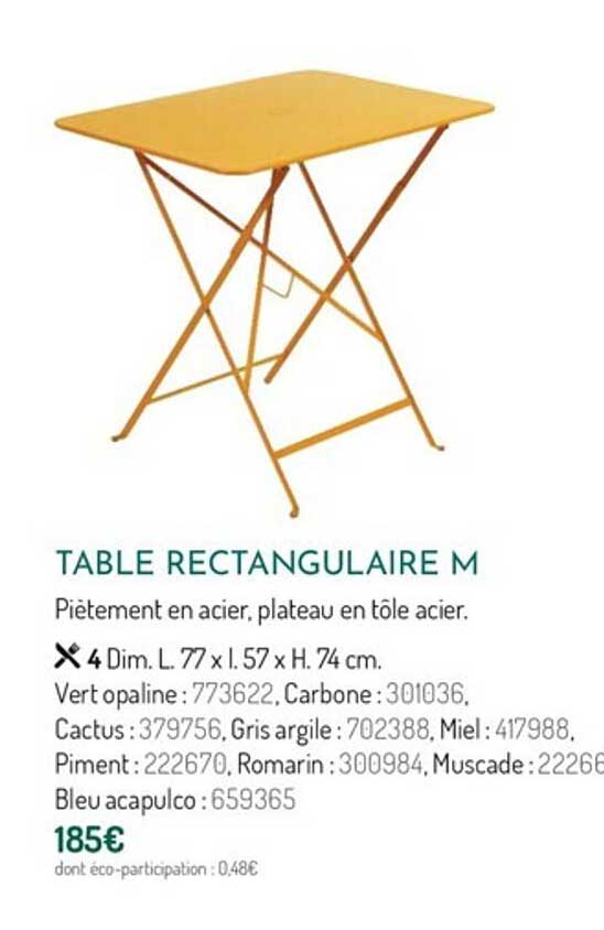 Table Rectangulaire M