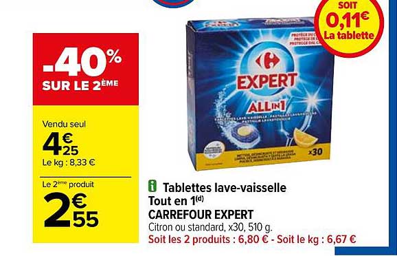 tablettes lave-vaisselle tout en 1 carrefour expert