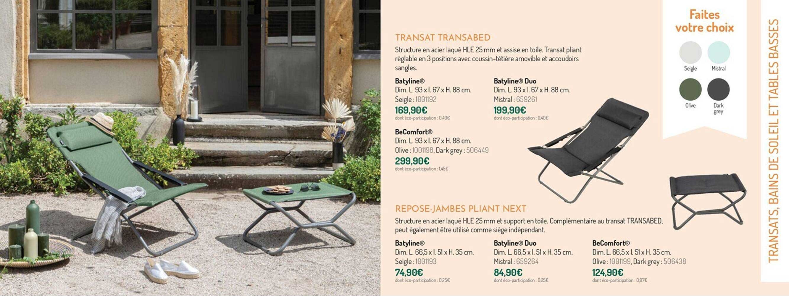 transat transabed ou repose-jambes pliant next