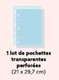 1 lot de pochettes transparentes perforées