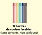 12 feutres de couleur lavables