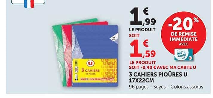 3 cahiers piqûres U