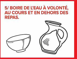 5/ BOIRE DE L'EAU À VOLONTÉ, AU COURS ET EN DEHORS DES REPAS
