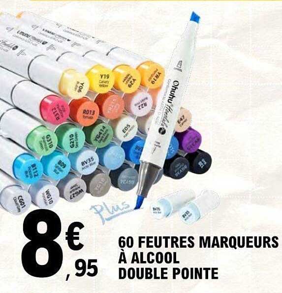 60 FEUTRES MARQUEURS À ALCOOL DOUBLE POINTE