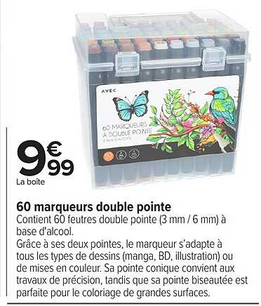 60 marqueurs double pointe