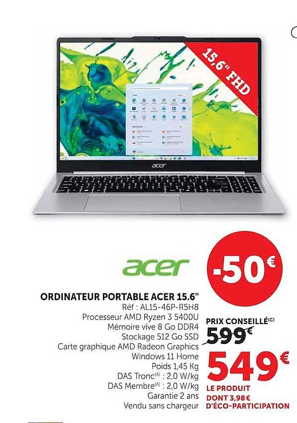 Acer Ordinateur portable Acer 15.6