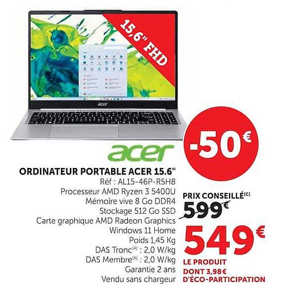 Acer Ordinateur portable Acer 15.6