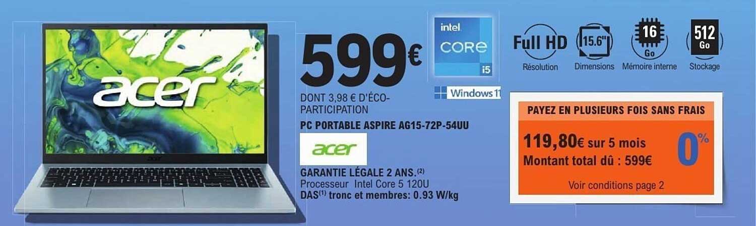 Acer PC Portable Aspire AG15-72P-54UU