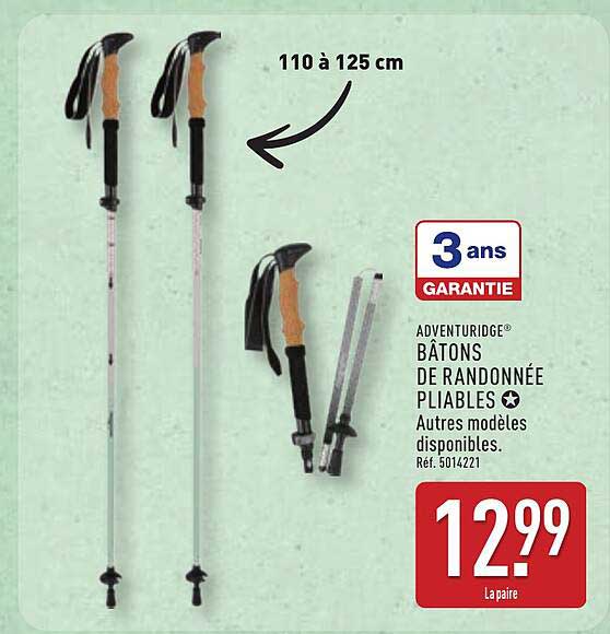 ADVENTURIDGE BÂTONS DE RANDONNÉE PLIABLES