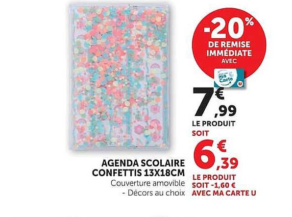 AGENDA SCOLAIRE CONFETTIS 13X18CM