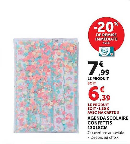 AGENDA SCOLAIRE CONFETTIS