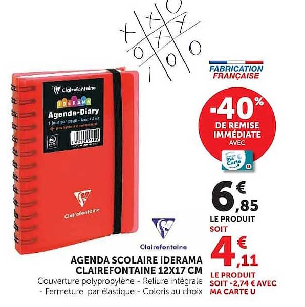 Agenda Scolaire Iderama Clairefontaine 12X17 CM