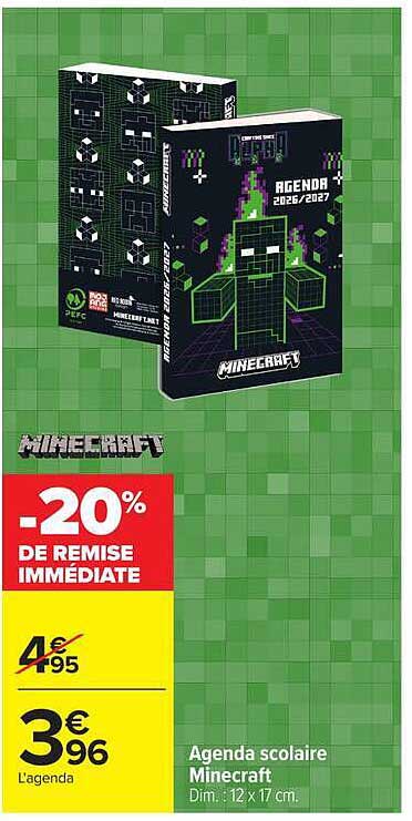 Agenda scolaire Minecraft