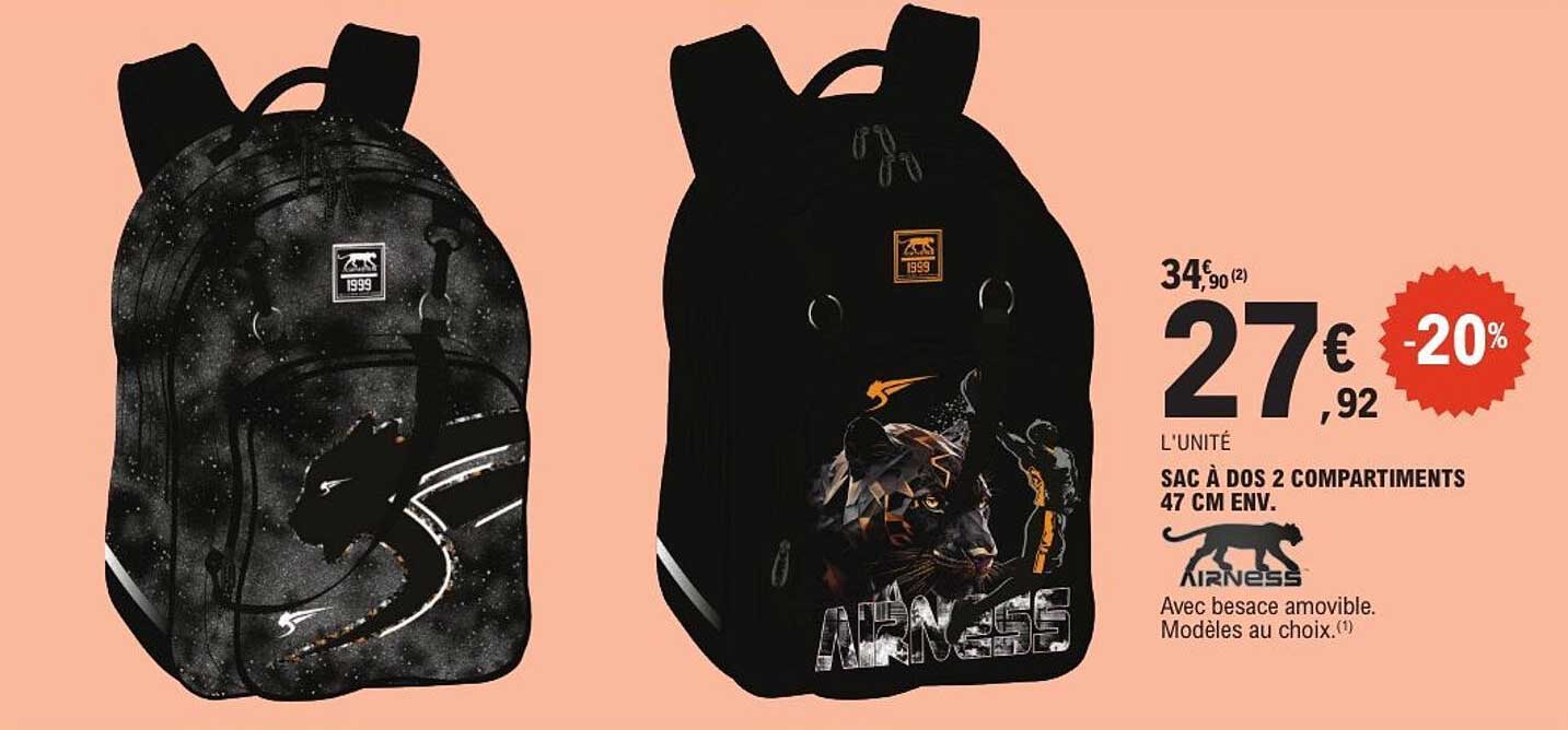 AIRNESS SAC À DOS 2 COMPARTIMENTS
