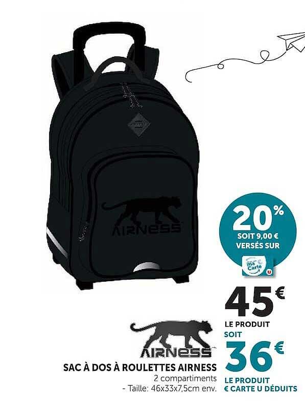 AIRNESS SAC À DOS À ROULETTES