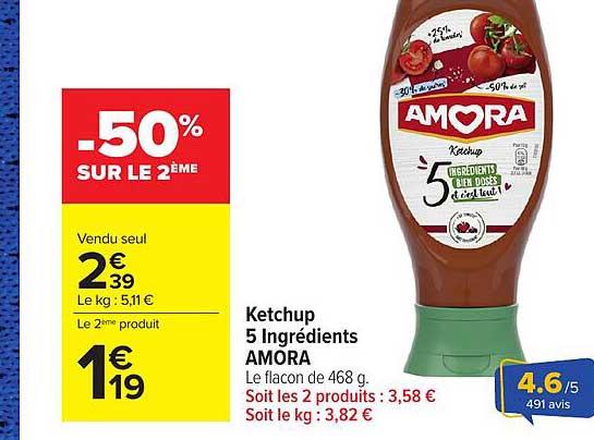 Amora Ketchup 5 Ingrédients