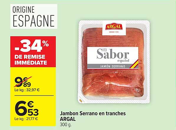 ARGAL Jambon Serrano en tranches