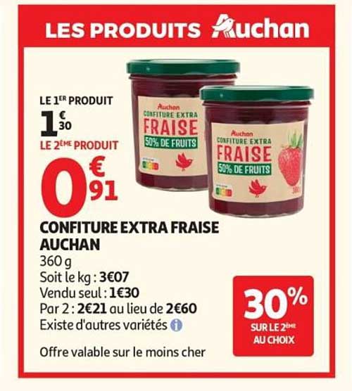 AUCHAN CONFITURE EXTRA FRAISE