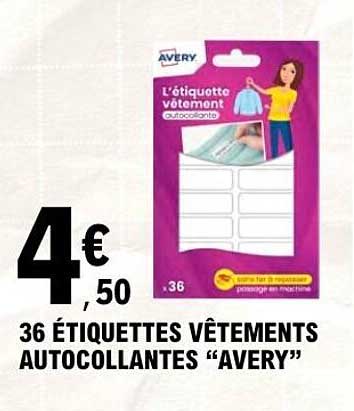 Avery Étiquettes vêtements autocollantes