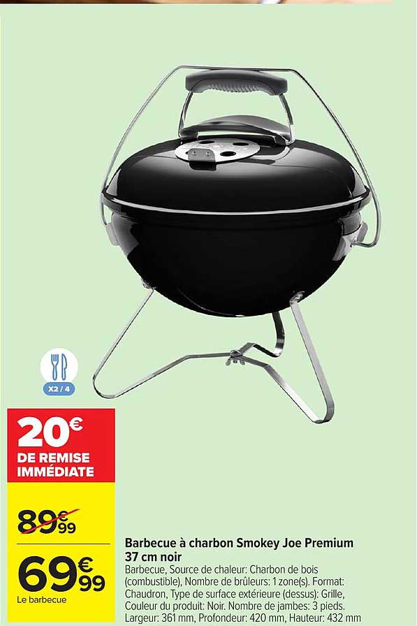 Barbecue à charbon Smokey Joe Premium 37 cm noir